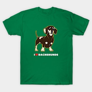 I Love Dachshunds Dog Art T-Shirt